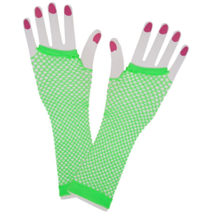 Neon Green Fishnet Gloves