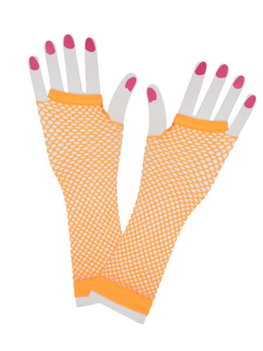 Neon Orange Fishnet Gloves