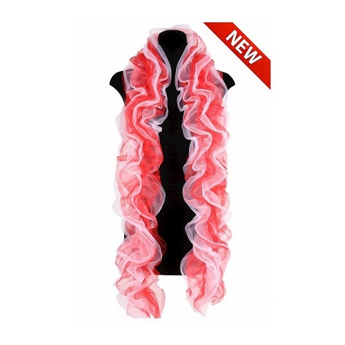 Red And White Organza Boa