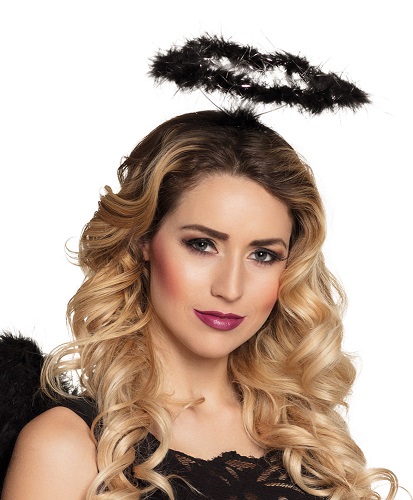 Angel Halo Marabou Fur Black And Silver