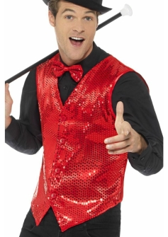 Red Sequin Red Waistcoat