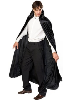 Rubies crushed velvet black cape 16207