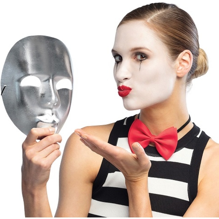 Silver Metallic Mime Mask