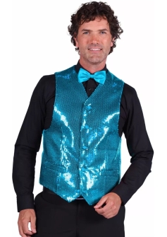 Thetru Waistcoat Sequin Turquoise Blue
