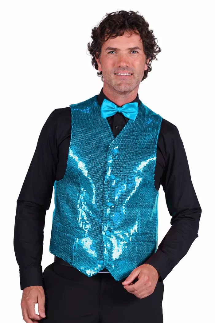 Turquoise Blue Sequin Waistcoat
