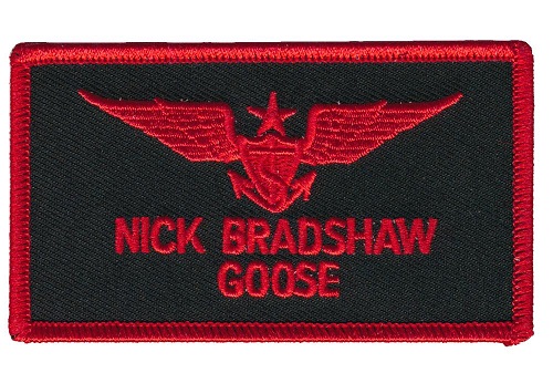 Top Gun Goose Nick Bradshaw Sew On Costume Patch Set