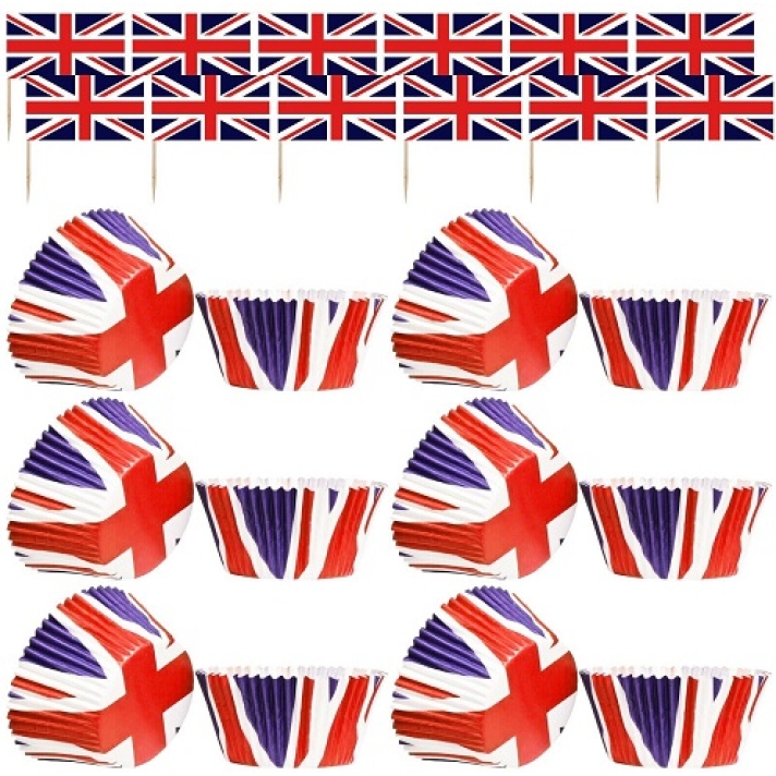 Union Jack Cupcake Cases And Toppers Set