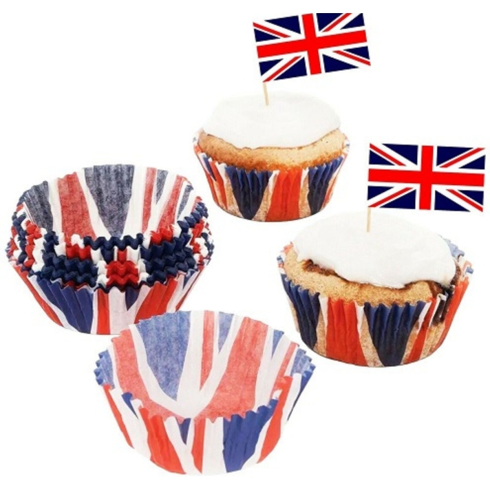 Union Jack Cupcake Cases And Toppers Set