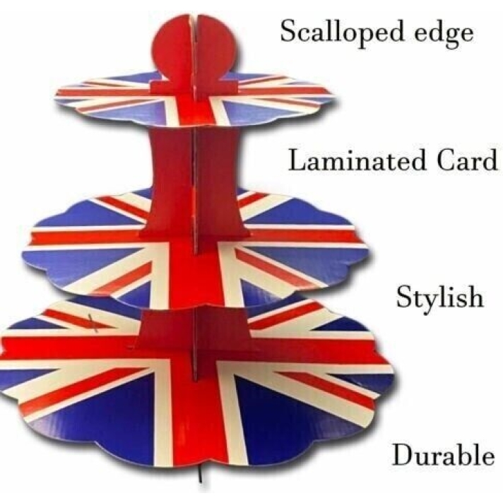 Union Jack 3 Tier Cupcake Stand