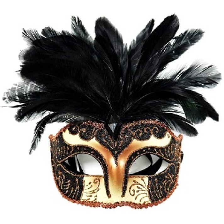 Black And Gold Feather Eye Mask