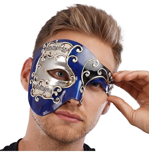 Blue Half Face Venetian Mask