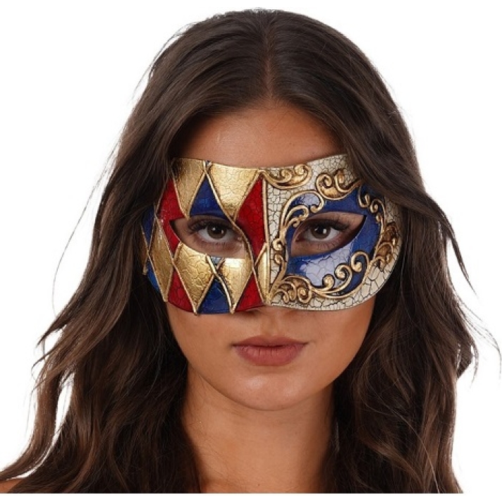 Blue And Red Venetian Eye Mask