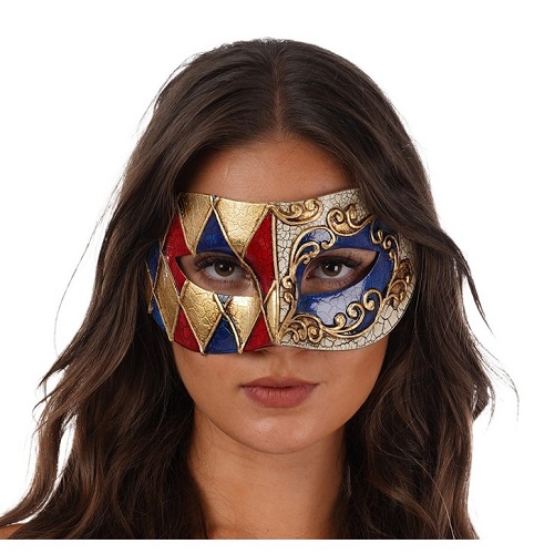 Blue And Red Venetian Eye Mask