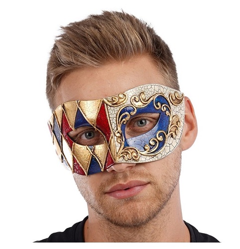 Blue And Red Venetian Eye Mask