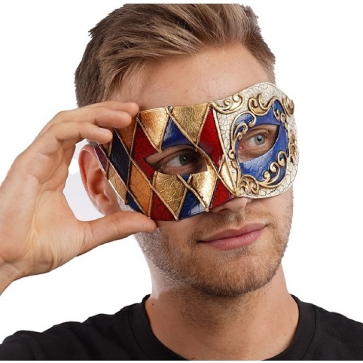 Blue And Red Venetian Eye Mask