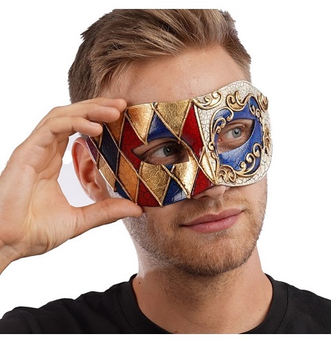 Blue And Red Venetian Eye Mask