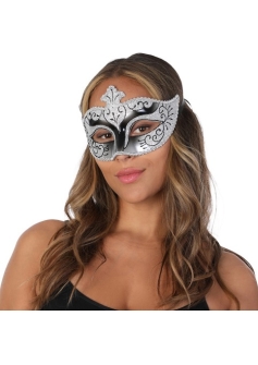 Venetian Mask Silver Black Glitter SP