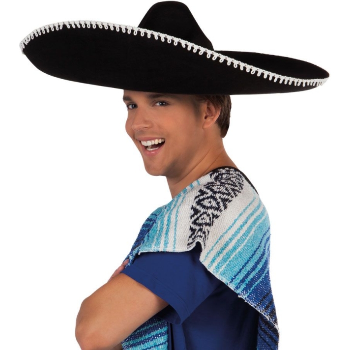 Mexican Mariachi Sombrero Hat Black And Silver